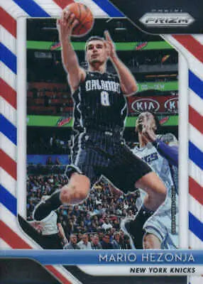 Basketball player Mario Hezonja in action on 2018-19 Panini Prizm Red White and Blue card