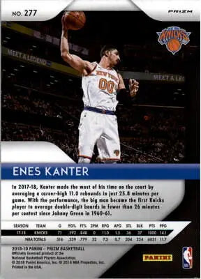 2018-19 Panini Prizm Red White and Blue Enes Kanter New York Knicks basketball card