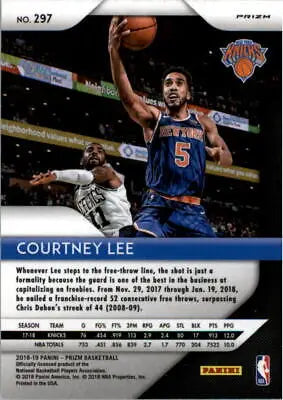 Basketball trading card of Courtney Lee from 2018-19 Panini Prizm Red White and Blue series