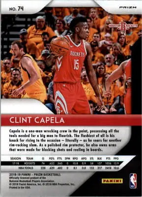 Clint Capela 2018-19 Panini Prizm Red White and Blue basketball card Houston Rockets