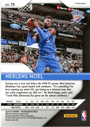 Nerlens Noel basketball card from 2018-19 Panini Prizm Red White and Blue collection