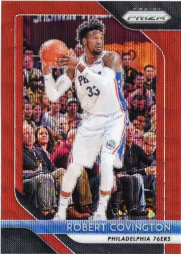 Robert Covington 2018-19 Panini Prizm Ruby Wave basketball card Philadelphia 76ers NM-MT