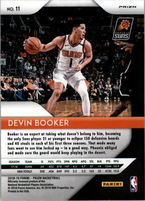 Devin Booker 2018-19 Panini Prizm Silver basketball card Phoenix Suns NM-MT condition