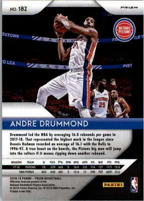 2018-19 Panini Prizm Silver Andre Drummond Detroit Pistons Basketball Card NM-MT