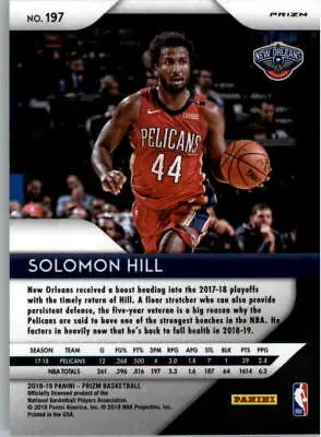 Solomon Hill 2018-19 Panini Prizm Silver NBA card from New Orleans Pelicans