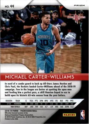 2018-19 Panini Prizm Silver Michael Carter-Williams Houston Rockets basketball card