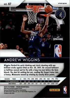 2018-19 Panini Prizm Silver Andrew Wiggins Minnesota Timberwolves Basketball Card NM-MT