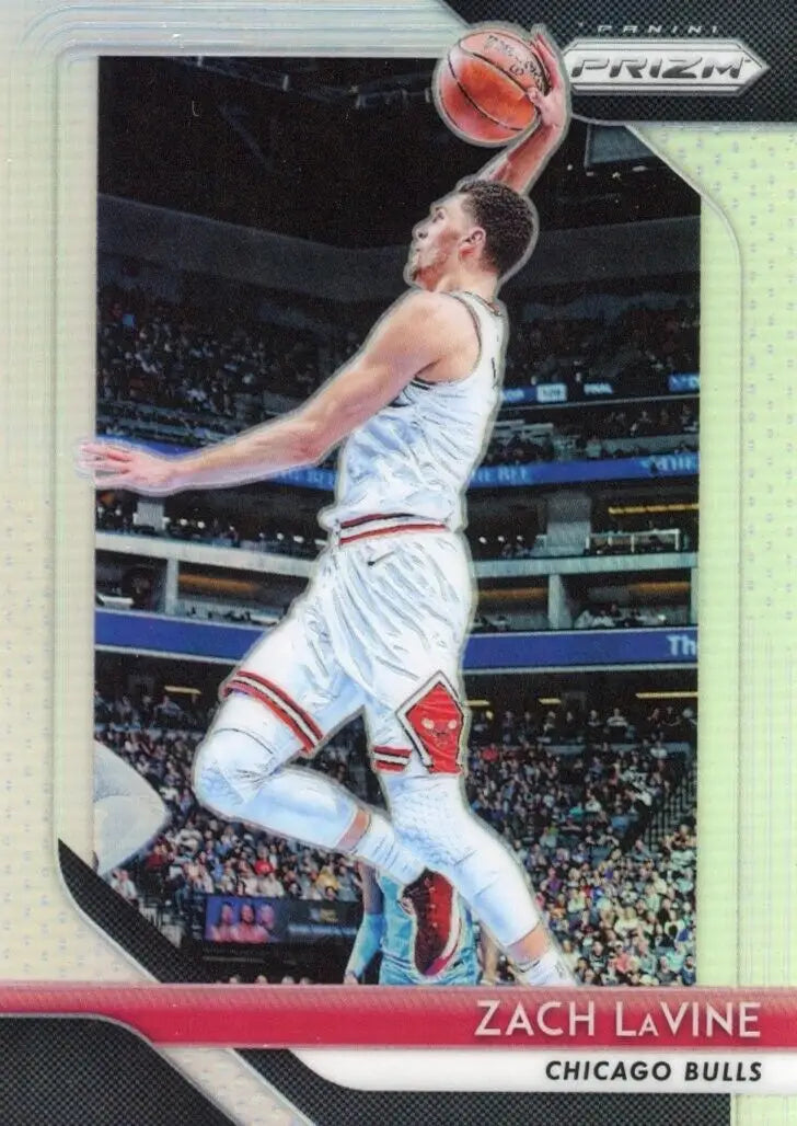 Zach LaVine Silver Basketball Card from 2018-19 Panini Prizm NBA Chicago Bulls #100