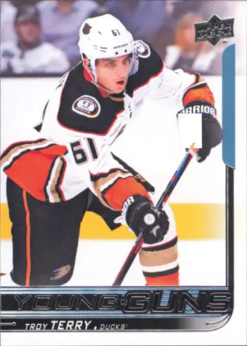 Hockey player in Anaheim Ducks jersey #61, Troy Terry from 2018-19 Upper Deck collection