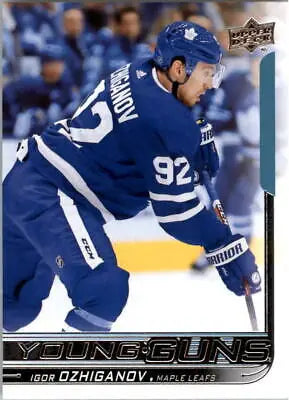 Hockey trading card of Igor Ozhiganov from Upper Deck Maple Leafs Rookie series