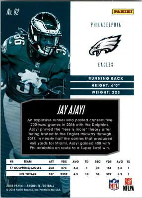 Jay Ajayi Philadelphia Eagles NFL football card from 2018 Absolute #82 NM-MT