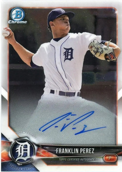 Franklin Perez Autograph Baseball Card from 2018 Bowman Chrome Detroit Tigers MLB