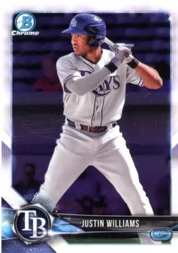 Baseball card of Justin Williams from 2018 Bowman Chrome Prospects #BCP10 Tampa Bay Rays