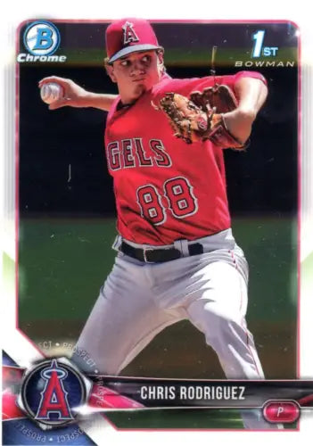 Baseball card of Chris Rodriguez from 2018 Bowman Chrome Prospects BCP108 Los Angeles Angels