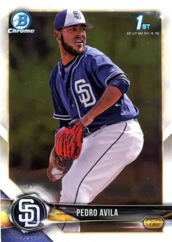 Baseball card of Pedro Avila from 2018 Bowman Chrome Prospects for San Diego Padres