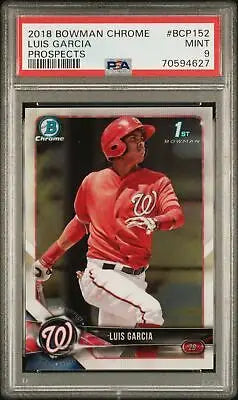 Graded 2018 Bowman Chrome Prospects Luis Garcia #BCP152 Baseball PSA 9 card