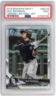 Graded 2018 Bowman Draft Nick Madrigal #BDC38 Chrome Batting Refractor Baseball PSA 9