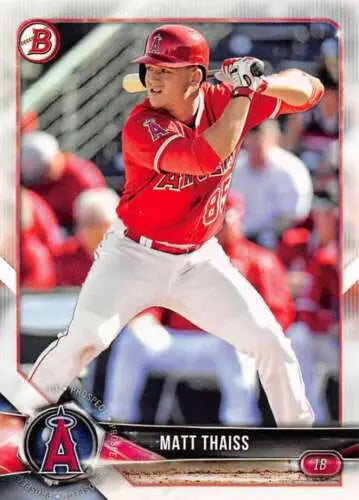 2018 Bowman Prospects BP61 Matt Thaiss baseball card with original gloss Angels