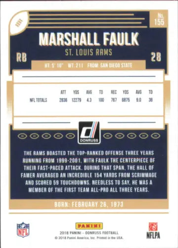 Marshall Faulk 2018 Donruss #155 Football Card St. Louis Rams NFL NM-MT Condition