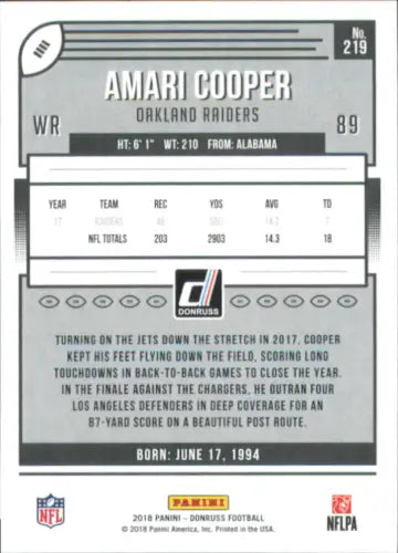 Amari Cooper 2018 Donruss #219 Oakland Raiders Football Card NM-MT for collectors