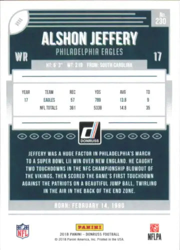 Alshon Jeffery Philadelphia Eagles 2018 Donruss NFL Football Card NM-MT