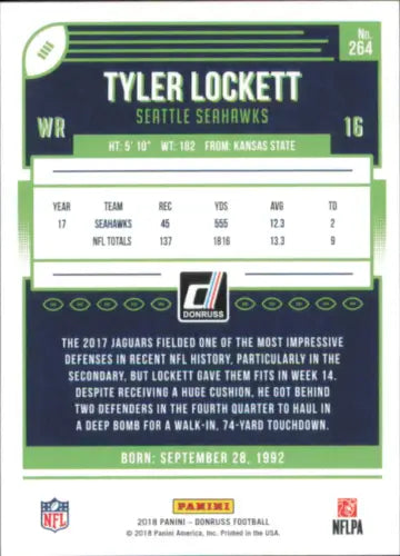 Tyler Lockett Seattle Seahawks 2018 Donruss #264 NFL Football Card NM-MT