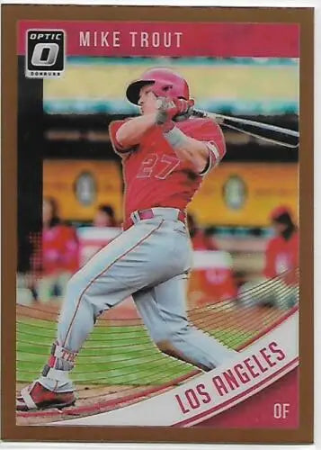 Mike Trout baseball card from 2018 Donruss Optic Variations Bronze with original gloss