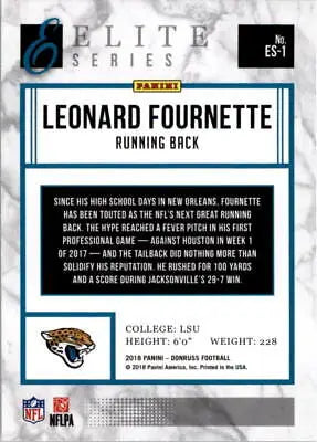 Leonard Fournette 2018 Donruss Elite Series card featuring Jaguars NFL player