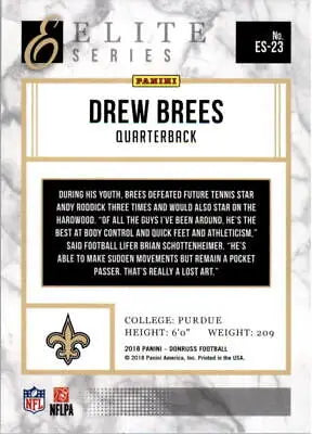 Drew Brees 2018 Donruss Elite Series #23 New Orleans Saints Football Card NM-MT