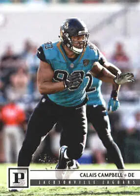 Calais Campbell in teal Jacksonville Jaguars jersey on 2018 Panini football card