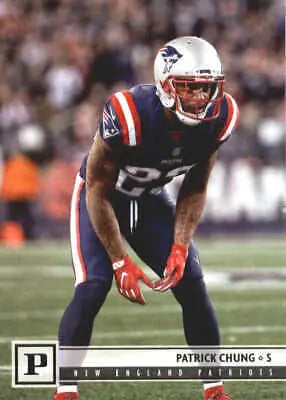 Football player in uniform, Patrick Chung of New England Patriots NFL Football Card