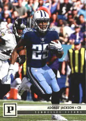 Football player in action on 2018 Panini #287 Adoree Jackson Tennessee Titans card