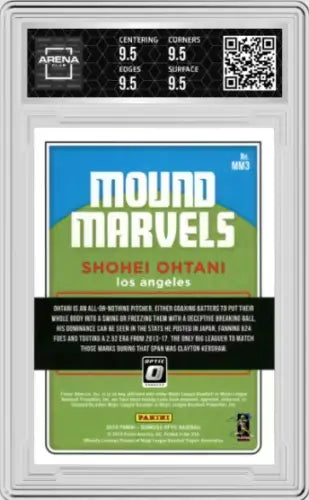 Graded 2018 Panini Donruss Optic Shohei Ohtani #MM3 Mound Marvels Baseball Card AC 9.5