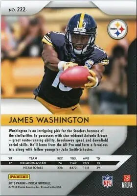 Panini Prizm James Washington Rookie Card for Pittsburgh Steelers #222, text-align center