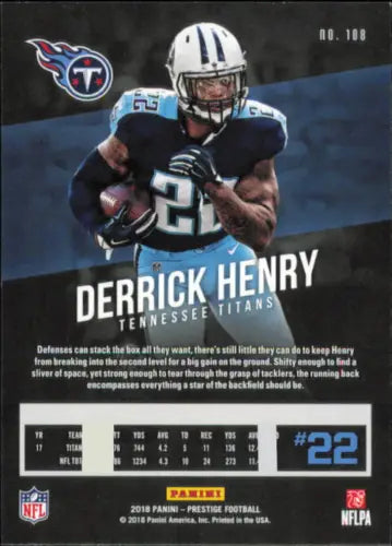 Derrick Henry NFL football card from 2018 Prestige #108 featuring Tennessee Titans