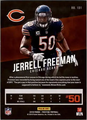 Jerrell Freeman Chicago Bears NFL Football Card 2018 Prestige #131 NM-MT condition