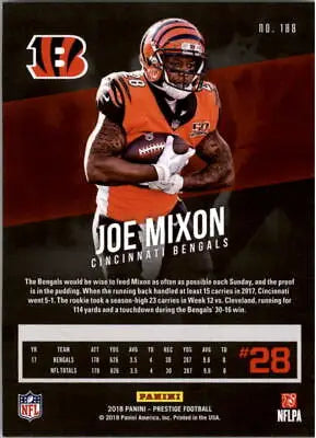 Joe Mixon Cincinnati Bengals football card 2018 Prestige #188 NM-MT condition