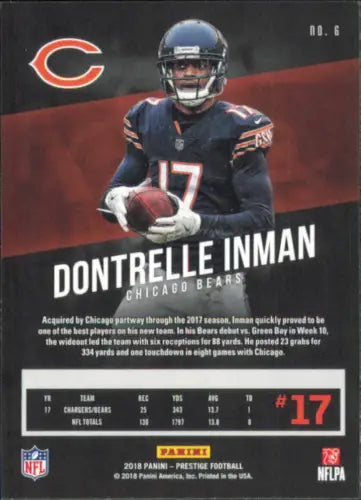 Dontrelle Inman Chicago Bears 2018 Prestige #6 NFL Football Card NM-MT condition