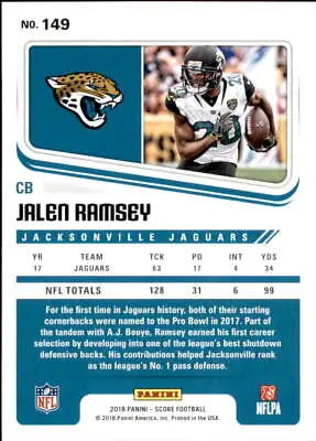 2018 Score Jalen Ramsey Jacksonville Jaguars NFL Football Card NM-MT for collectors