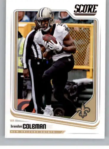 Brandon Coleman Football trading card showing original gloss, New Orleans Saints, 2018 Score