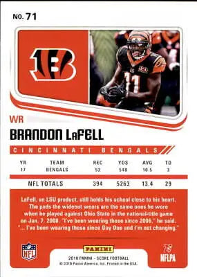 Brandon LaFell Cincinnati Bengals 2018 Score #71 NFL Football Card NM-MT