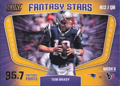 Tom Brady 2018 Score Fantasy Stars Gold #6 NFL Card New England Patriots NM-MT