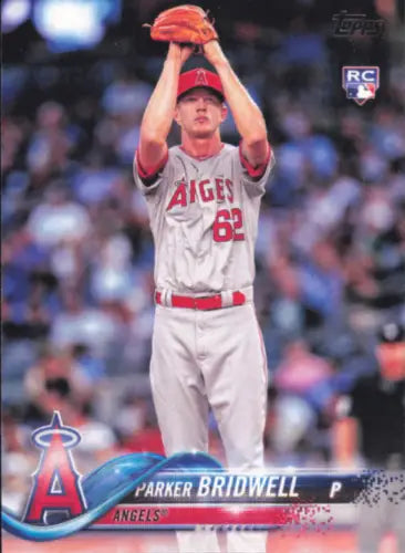 Parker Bridwell baseball card from 2018 Topps featuring Los Angeles Angels rookie