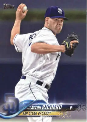 Baseball player pitching in 2018 Topps #501 Clayton Richard NM-MT Padres original gloss