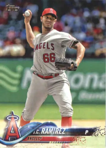 2018 Topps #568 J.C. Ramirez NM-MT Angels baseball card with original gloss finish