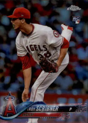 2018 Topps Chrome Refractors #164 Troy Scribner NM-MT Angels with original gloss finish