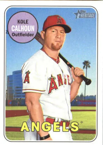 Kole Calhoun 2018 Topps Heritage #231 baseball card with original gloss for Angels fans