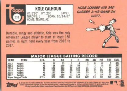 2018 Topps Heritage #231 Kole Calhoun baseball card in original gloss condition