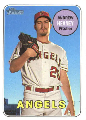 2018 Topps Heritage #299 Andrew Heaney baseball card in original gloss from Angels