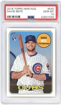 Graded 2018 Topps Heritage David Bote #540 Baseball PSA 10 card for collectors